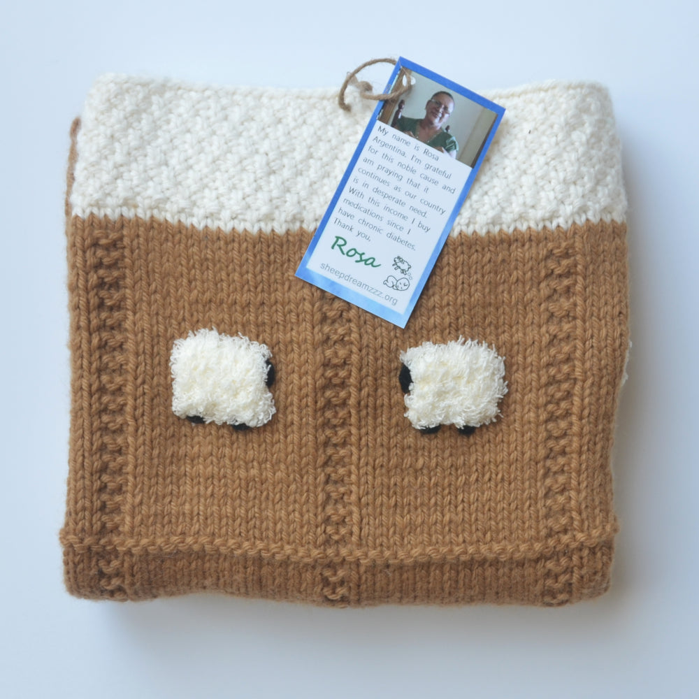 Ginger Snap blanket with a cream border