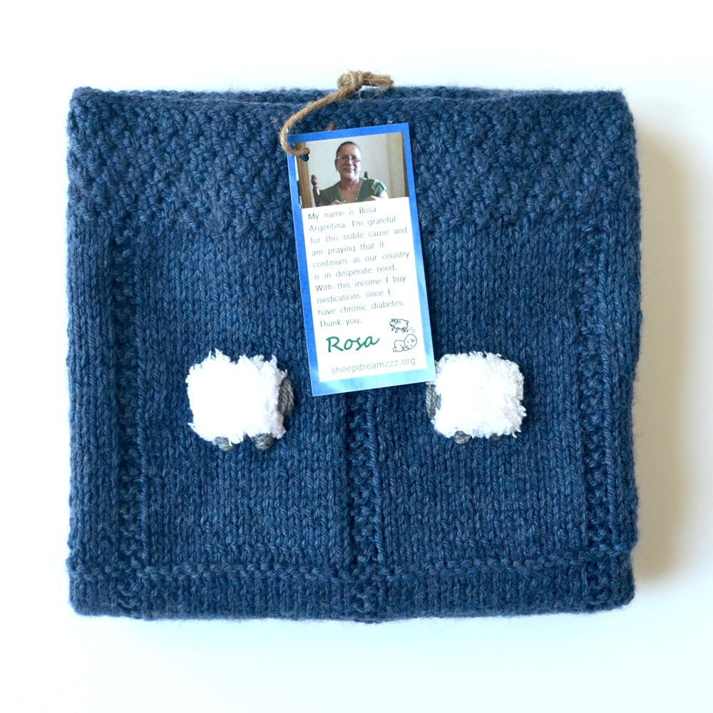 Lightweight Wool Blend Baby Blanket Denim Blue - Main Image