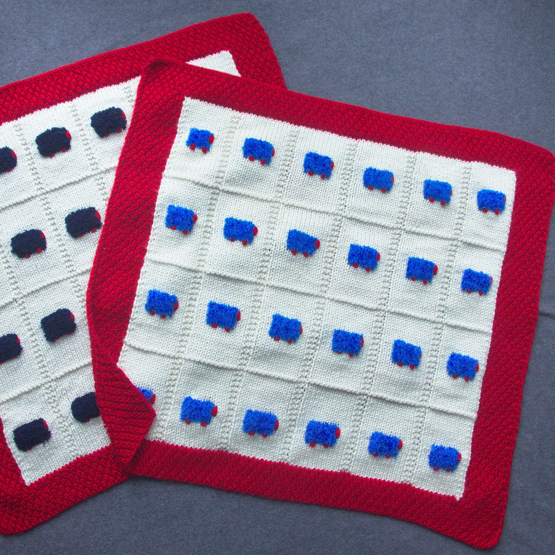 The request here was for some blankets in patriotic colors. One of our first custom orders.