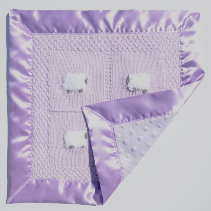 Lavender baby lovey with fluffy sheep doll