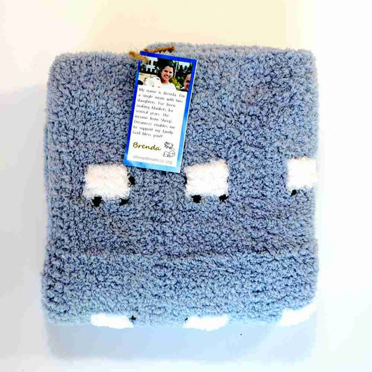Air Force Blue Sherpa baby blanket, folded