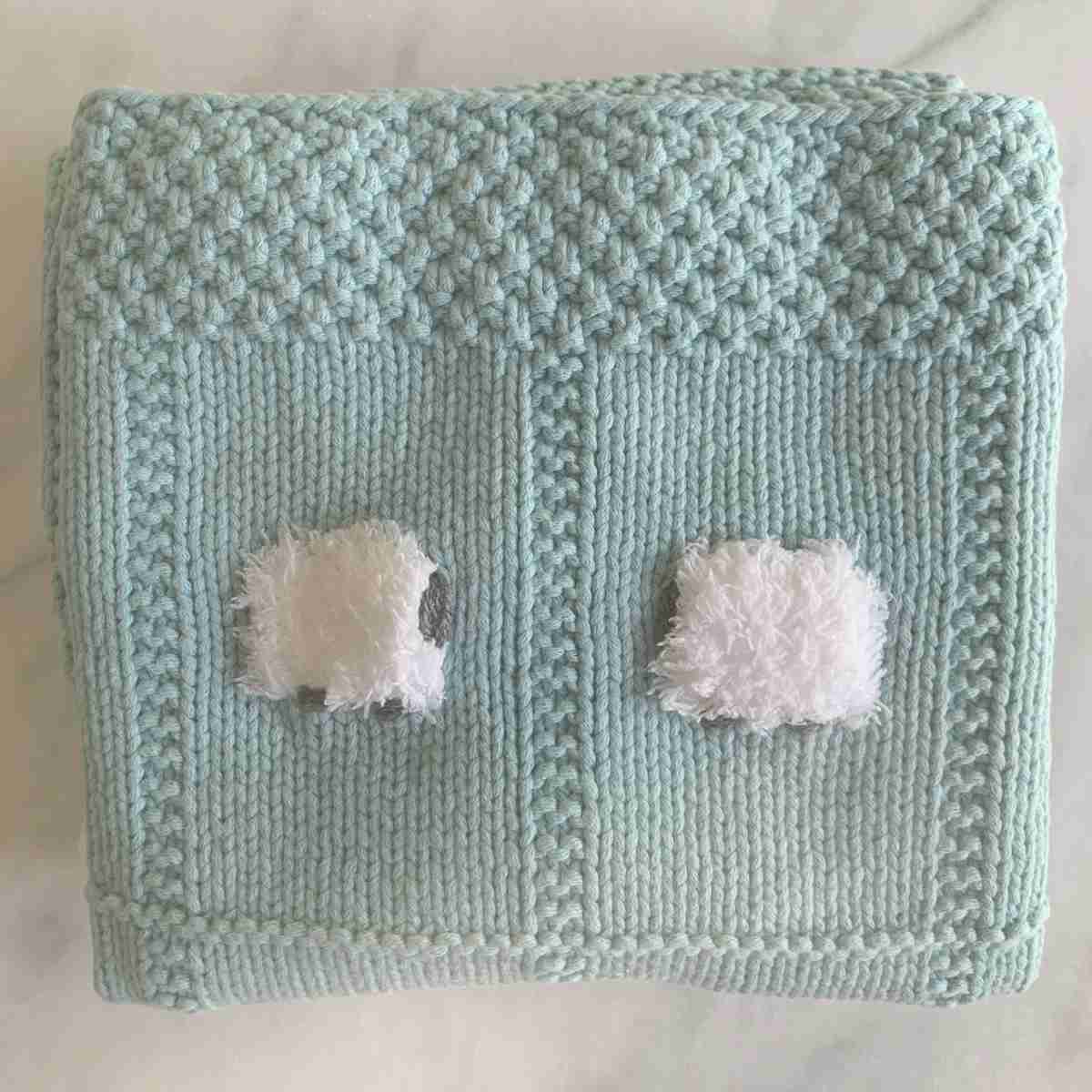 Soft Turquoise Cotton Blend Baby Blanket