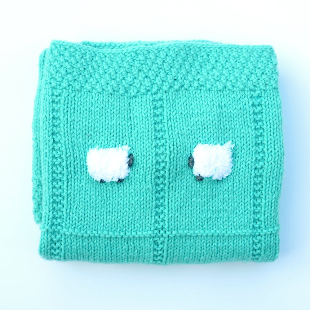 Aqua baby blanket in 40% wool