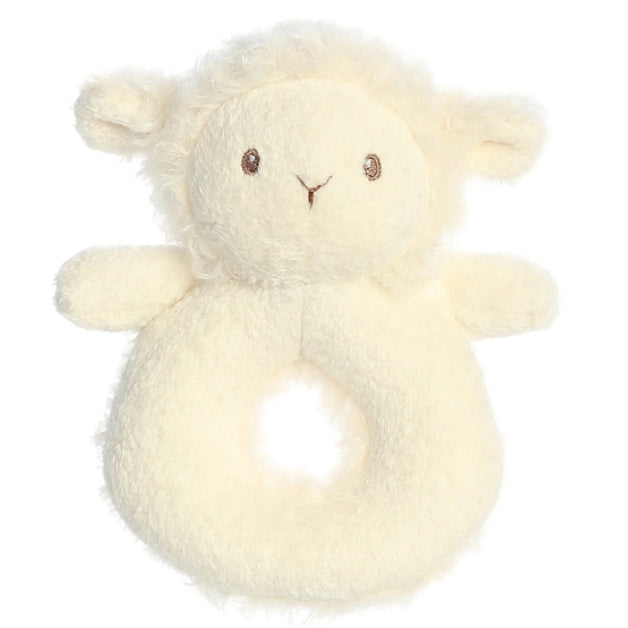 Soft lamb baby rattle by Ebba