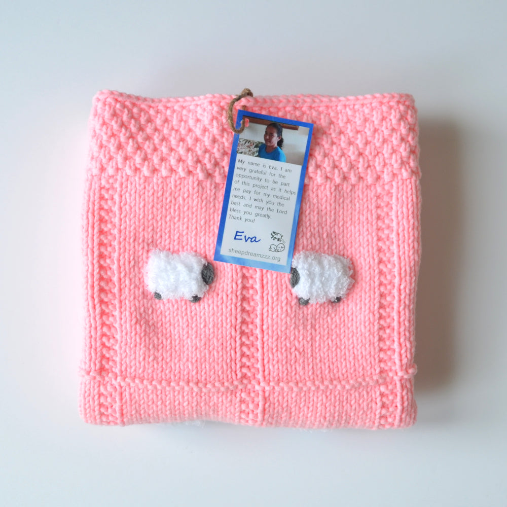 Peachy pink handmade baby blanket