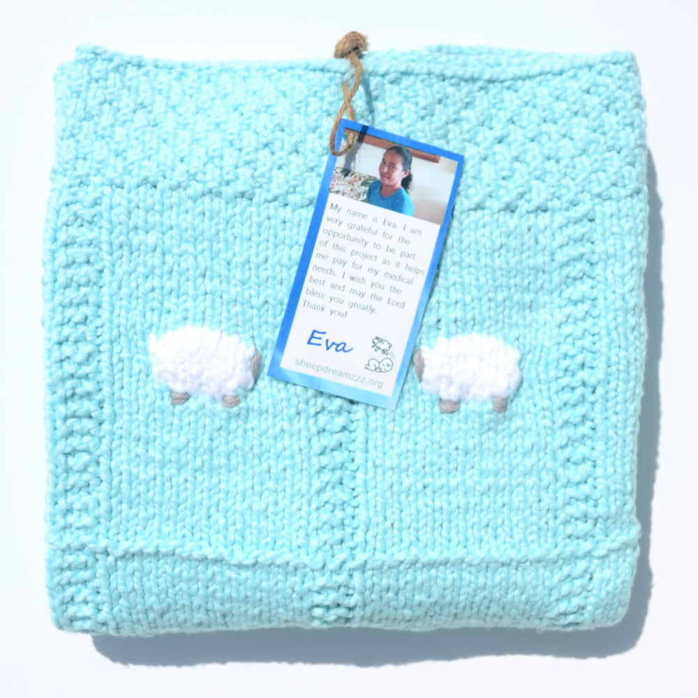 Aqua baby blanket in 100% organic cotton